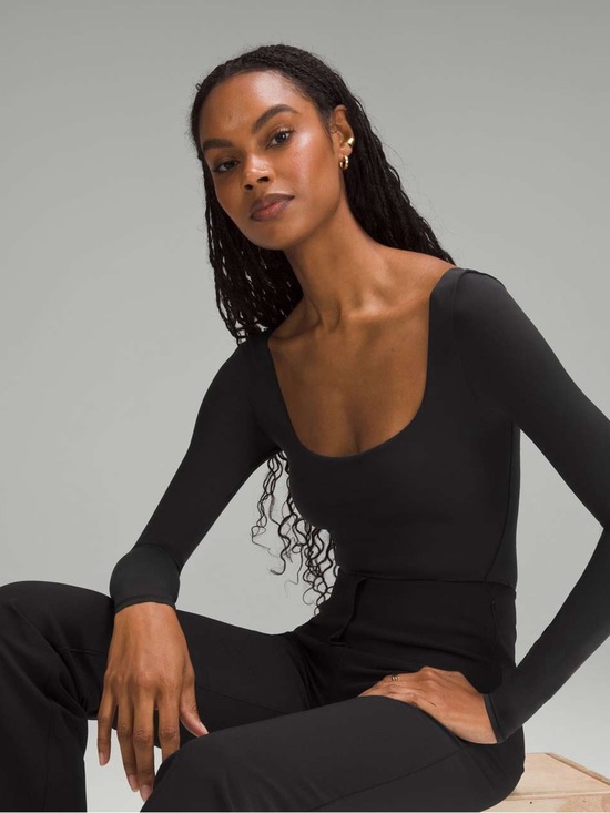 lululemon athletica Tops - Lululemon Wundermost Ultra-Soft Nulu Scoop-Neck Long-Sleeve Bodysuit - Black